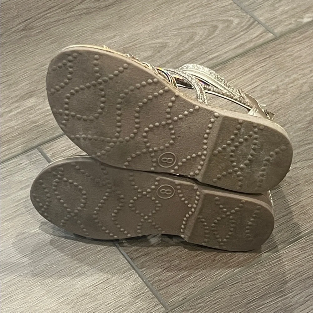 Olive & Edie Gladiator Style Shoes Girl’s Size 8 Strappy, Zipper, Gold, Sparkly